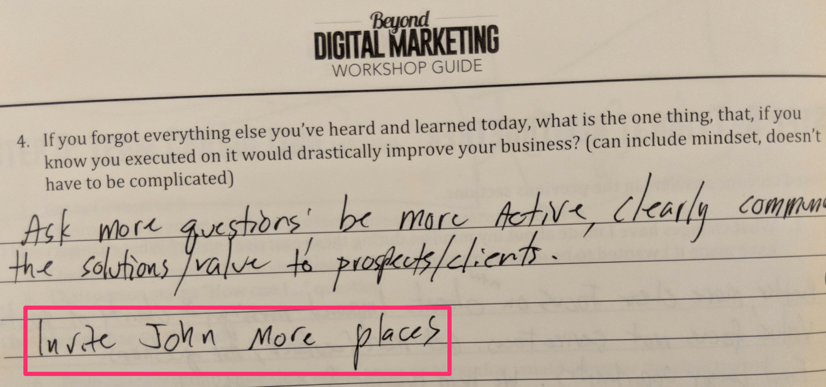 learned one thing from digital marketing workshop